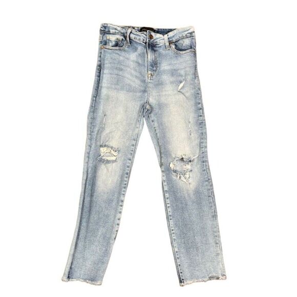 Kendall + Kylie Super High Distressed Skinny Jeans Medium Light Wash Size 28 - Picture 1 of 9